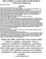 MÜSLÜMAN ÇOCUKLARIN KESİN BİLMESİ GEREKEN KONULAR