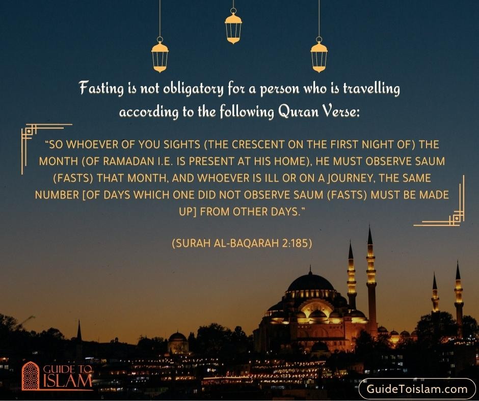 Fasting is not obligatory for a person who is travelling